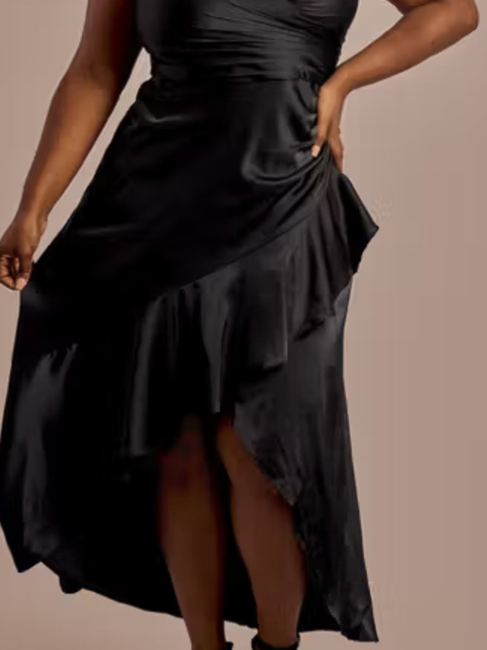 Black V-Neck Ruffle Dress - Picture 2 of 4